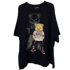Hard Ten Clothing Boss Bear Black T-Shirt Mens Size 4XL Streetwear Casual
